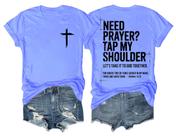 Camiseta BTGRL Need Prayer Tap My Shoulder com decote em V azul Carolina Camiseta BTGRL Need Prayer Tap My Shoulder com decote em V azul Carolina