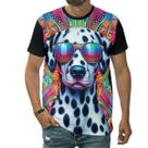 Camiseta Cachorro Dálmata Com Óculos Colorido Psicodélico Camiseta Cachorro Dálmata Com Óculos Colorido Psicodélico