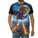 Camiseta Cachorro Super-herói Personagem Com Óculos E Capa Camiseta Cachorro Super-herói Personagem Com Óculos E Capa