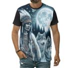 Camiseta Cacique Indígena Chefe De Tribo Noite De Lua Cheia