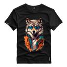 Camiseta Camisa Algodão Premium Lobo Estiloso Cores Style Blusa Básica Reforçada Camiseta Camisa Algodão Premium Lobo Estiloso Cores Style Blusa Básica Reforçada