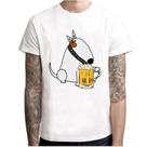 Camiseta camisa básica cachorro bull terrier bebendo cerveja.-drop