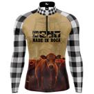 Camiseta Camisa Blusa Agro Made in Roça Xadrez Pecuária Com Zíper Proteção Uv50