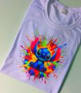 Camiseta Camisa Blusa Poliester Pesonalizada Stitch Aquarela Cores Vivas