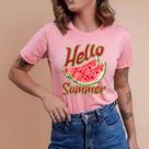 Camiseta camisa blusa t-shirt manga curta verão frutas melancia cereja morango moda feminina