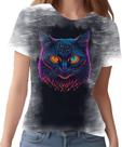 Camiseta Camisa Estampada T-shirt Face Gato Neon Felino 2 Camiseta Camisa Estampada T-shirt Face Gato Neon Felino 2