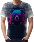Camiseta Camisa Estampada T-shirt Face Urso Neon Moda 5