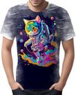 Camiseta Camisa Galaxias Gato Astronauta Fofo Marte Lua 2 Camiseta Camisa Galaxias Gato Astronauta Fofo Marte Lua 2