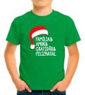 Camiseta Camisa Infantil Juvenil Para Menino Menina 100% Algodão Para Natal Natalina Touquinha Papai Noel