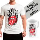 Camiseta camisa The Rolling Stones, rock clássico + Caneca