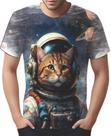 Camiseta Camisa Tshirt Gatinho Astronauta Cão Lua Marte 1 Camiseta Camisa Tshirt Gatinho Astronauta Cão Lua Marte 1