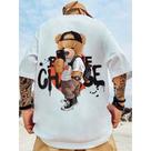 Camiseta Camisão Algodão Oversized Bear Chase Urso Selfie Super Novidade Camiseta Camisão Algodão Oversized Bear Chase Urso Selfie Super Novidade