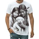 Camiseta Casal Indígena Com Filhote Cachorro Tribo Aldeia