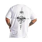 Camiseta Casual De Algodão Para Homens Com Estampa Retro De Bússola, Tamanho Grande, Gola Redonda E