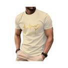 Camiseta Casual De Algodão Para Homens Em Tamanho Grande, Estampada, De Verão, Com Decote Redondo E