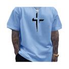 Camiseta Casual De Algodão Para Homens plus Size De Verão Com Gola Redonda E Manga Curta Estampa