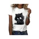 Camiseta Casual De Manga Curta Com Estampa Divertida De Gatos Para Amantes De Gatos, Blusa De Malha Camiseta Casual De Manga Curta Com Estampa Divertida De Gatos Para Amantes De Gatos, Blusa De Malha
