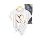 Camiseta Casual Feminina Com Estampa De Coração, Manga Curta, Decote Redondo, Design De Coração Camiseta Casual Feminina Com Estampa De Coração, Manga Curta, Decote Redondo, Design De Coração