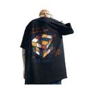 Camiseta Casual Masculina 8XL Com Estampa Vintage De Cubo Mágico Colorido, Tamanho Grande E Solto Camiseta Casual Masculina 8XL Com Estampa Vintage De Cubo Mágico Colorido, Tamanho Grande E Solto