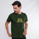 Camiseta Casual Masculina Marcio May Life is Better on a Bike Verde