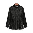 Camiseta Casual Masculina Slim Fit Com Listras De Zebra Transparente De Manga Longa E Gola Alta Para