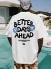Camiseta Casual Oversize De Algodão Para Homens E Mulheres Com Estampa 'Better Days Ahead' E Decote
