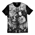 Camiseta Caveira com Flor e Relógio Retrô Swag e Rap