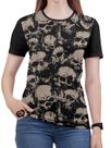Camiseta Caveira Feminina Rocker Rock Roll Moto Fogo Blusa
