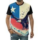 Camiseta Chile Bandeira País Pássaro Paisagem Arte Montanhas