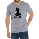Camiseta Cinza Namaste Gato Preto