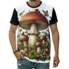 Camiseta Cogumelos Em Floresta Encantada Psicodélico Jardim