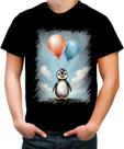 Camiseta Colorida Bebê Pinguim com Balões Crianças 11