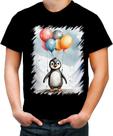 Camiseta Colorida Bebê Pinguim com Balões Crianças 17