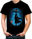 Camiseta Colorida Bruxa Halloween Azul Festa 5 Camiseta Colorida Bruxa Halloween Azul Festa 5