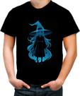 Camiseta Colorida Bruxa Halloween Azul Festa 7 Camiseta Colorida Bruxa Halloween Azul Festa 7
