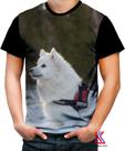 Camiseta Colorida Cachorro Spitz Japonês na Neve Fofo 1