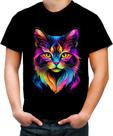 Camiseta Colorida de Gatinho Colorido Neon Vetor 2
