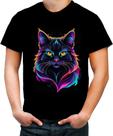 Camiseta Colorida de Gatinho Colorido Neon Vetor 4