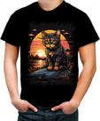 Camiseta Colorida Gatinho no Pôrdo Sol Sunset 12