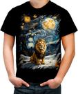 Camiseta Colorida Leão Noite Estrelada Van Gogh 2 Camiseta Colorida Leão Noite Estrelada Van Gogh 2