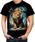 Camiseta Colorida Leão Noite Estrelada Van Gogh 3 Camiseta Colorida Leão Noite Estrelada Van Gogh 3