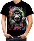 Camiseta Colorida Macaco Monkey Ilustrado Vetor 5