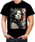 Camiseta Colorida Pintura a Carvão Mulher Arte Esfumaçada 7