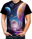 Camiseta Colorida Planetas Universo Neon Estrelas Galaxias 2