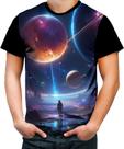 Camiseta Colorida Planetas Universo Neon Estrelas Galaxias 3