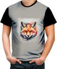 Camiseta Colorida Raposa Fox Ilustrada Abstrata Cromática 1 Camiseta Colorida Raposa Fox Ilustrada Abstrata Cromática 1