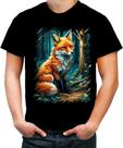 Camiseta Colorida Raposa na Floresta Fofa Desenhada 3