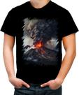 Camiseta Colorida Vulcão em Erupção Destruição 2