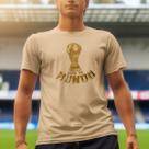 Camiseta Copa Mundo Estampa Troféu Taça Dourado Unissex Casual Confortável Moda Futebol 100% Algodão