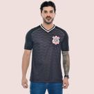 Camiseta Corinthians Masculina Gola V Escudo Bordado